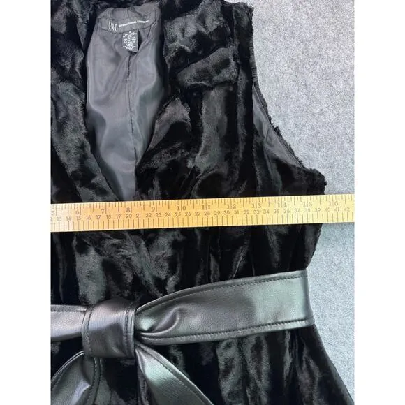 INC International Concepts Women's S Faux Fur Black Vest