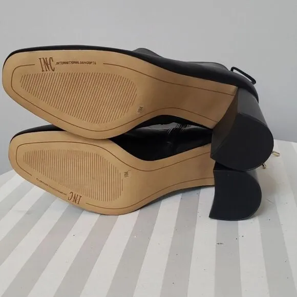 I.N.C. Shoe Womens sz 10 Leather Denelli Ankle Boots Chunky Heel