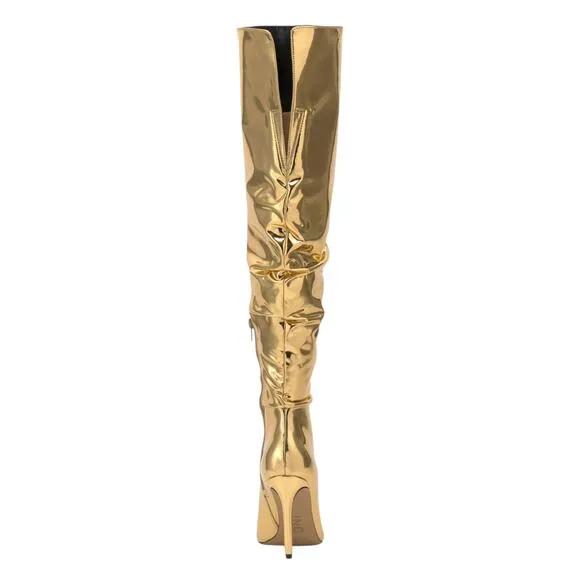 INC Women's Iyonna Over The Knee Slouch Boots Gold Size 10 1/2