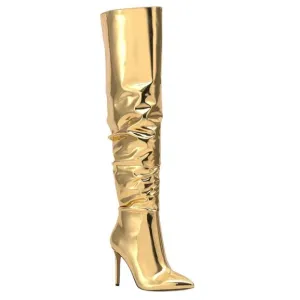 INC Women's Iyonna Over The Knee Slouch Boots Gold Size 10 1/2