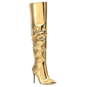 INC Women's Iyonna Over The Knee Slouch Boots Gold Size 10