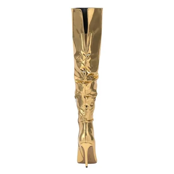 INC Women's Iyonna Over The Knee Slouch Boots Gold Size 10