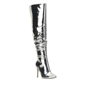 INC Women's Iyonna Over The Knee Slouch Boots Silver Size 6