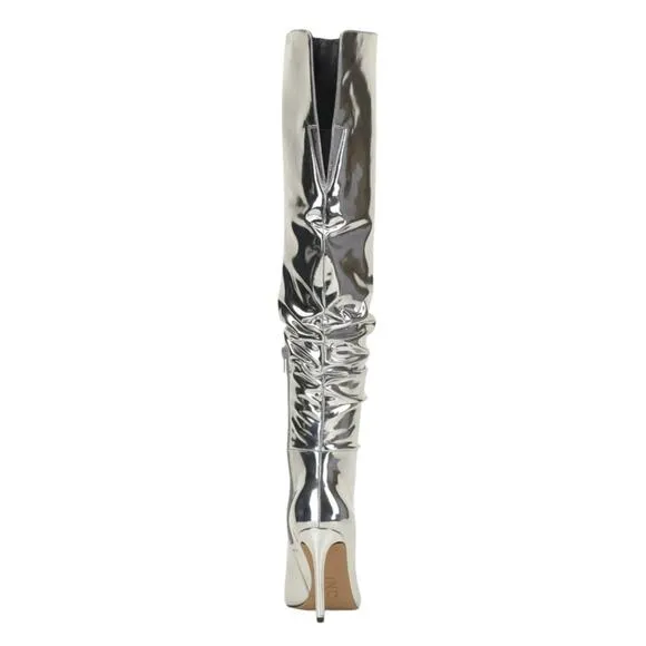INC Women's Iyonna Over The Knee Slouch Boots Silver Size 9 1/2