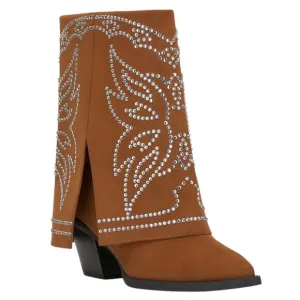 INC Women's Jadiza Fold Over Cuffed Cowboy Boots Brown Size 6