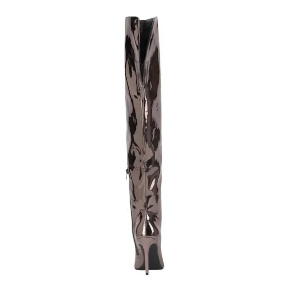 INC Women's Sedona Shiny Over The Knee Boots Pewter Size 10