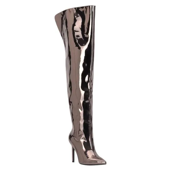 INC Women's Sedona Shiny Over The Knee Boots Pewter Size 7