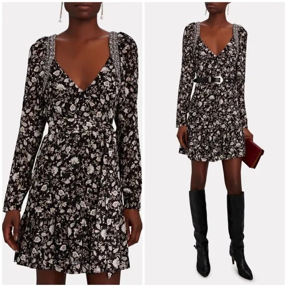 Intermix Ariel Long Sleeve Floral &amp; Paisley Mini Dress Size 4