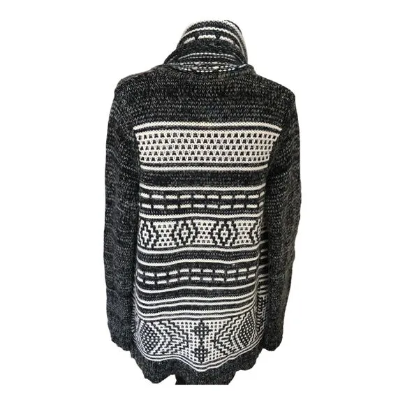 Intermix Cardigan Sweater Womens Size S Gray Southwest Wool Mohair Blend Pockets