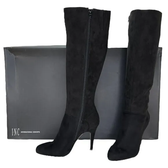 International Concepts Taisa Black Microsuede Knee High Womens Boots Size 9M