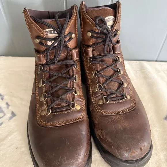 Irish Setter 83607 Work Boots Men's 9.5D Brown Leather Waterproof Safety Toe