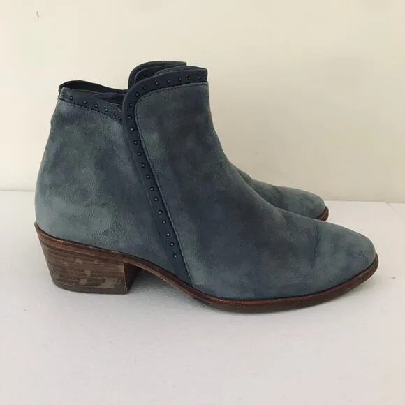 Italeau Miralda Studded Suede Ankle Boots Booties Gray Women's Size 36 5.5