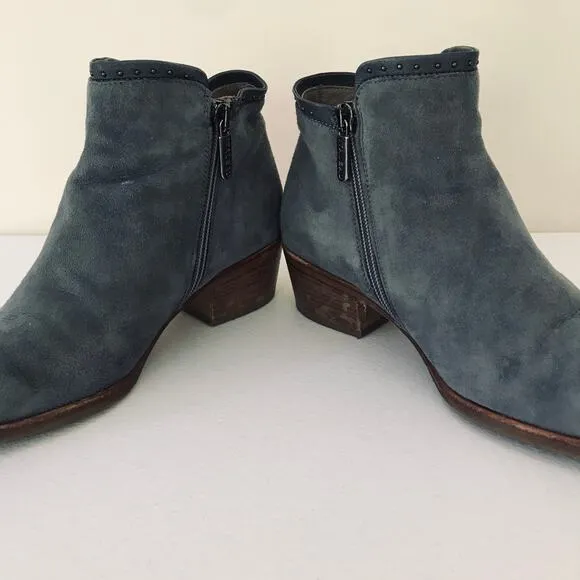 Italeau Miralda Studded Suede Ankle Boots Booties Gray Women's Size 36 5.5