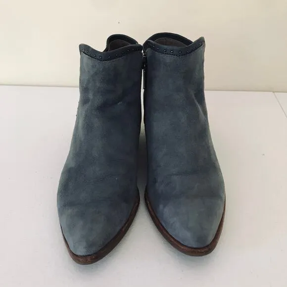 Italeau Miralda Studded Suede Ankle Boots Booties Gray Women's Size 36 5.5