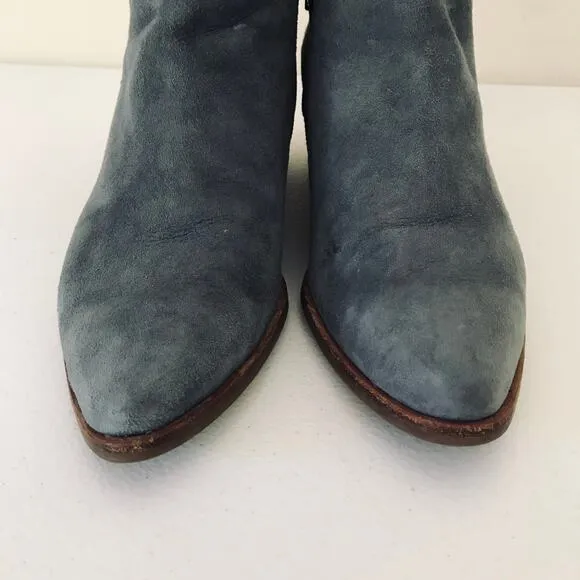 Italeau Miralda Studded Suede Ankle Boots Booties Gray Women's Size 36 5.5