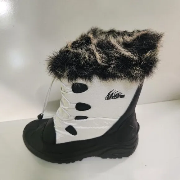 Itasca NIB Vixen White Black Nylon Faux Fur Lace Up Mid Calf Boots Size 11