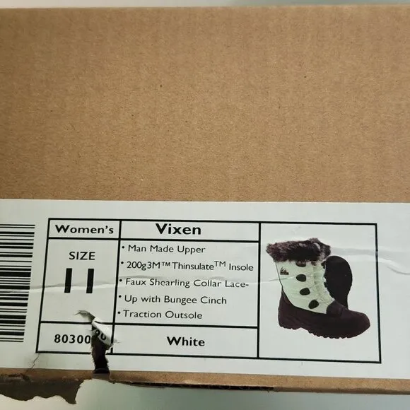 Itasca NIB Vixen White Black Nylon Faux Fur Lace Up Mid Calf Boots Size 11
