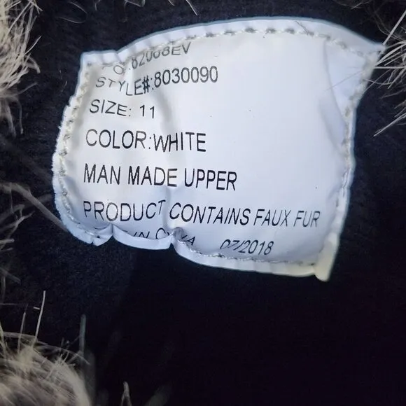 Itasca NIB Vixen White Black Nylon Faux Fur Lace Up Mid Calf Boots Size 11