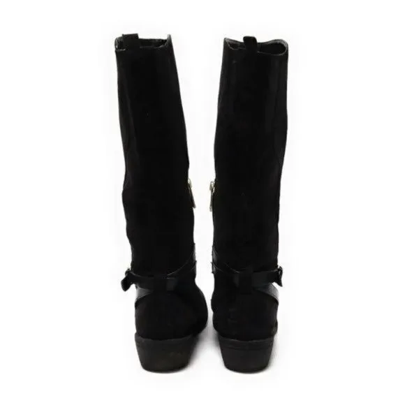 Ivanka Trump Tarilynn Tall Black Suede Riding Boots Size 6.5 Womens