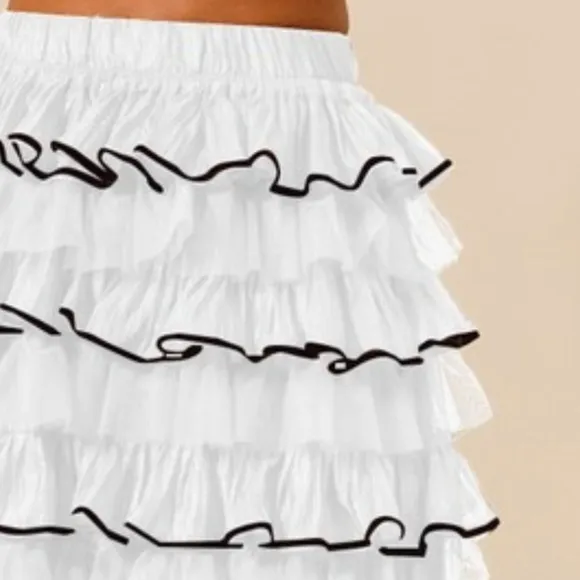 Ivory Layered Ruffle Skirt
