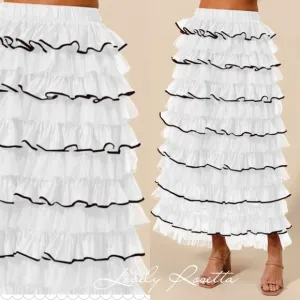 Ivory Layered Ruffle Skirt