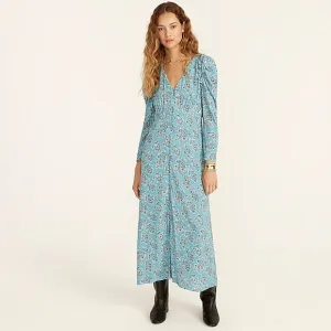 J CREW BOHO FARMHOUSE DRAPEY PUFF SLEEVE PAISLEY MIDI DRESS NWT