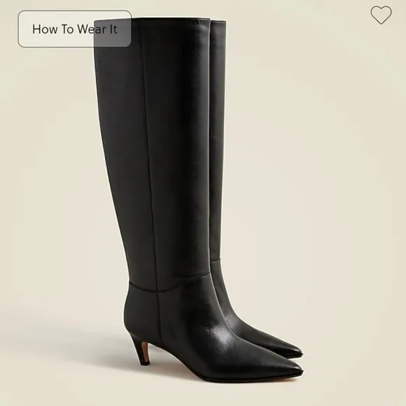 J Crew New Stevie knee-high pull-on boots in leather, New