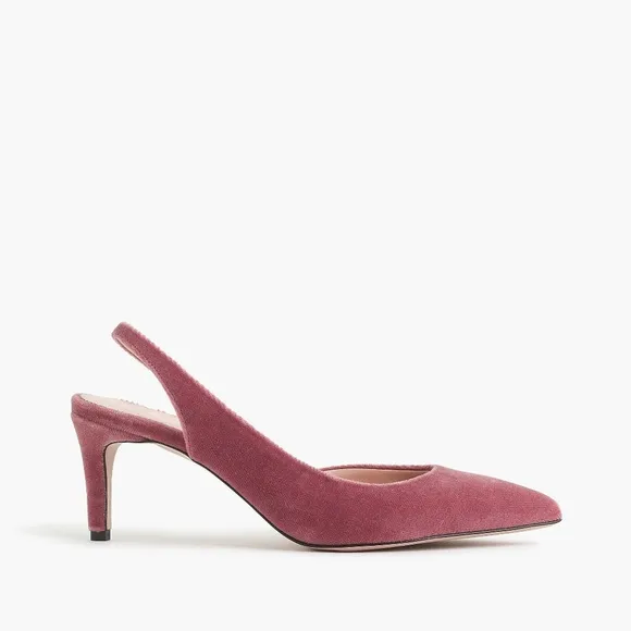 J. Crew Pink Velvet Women's Slingback Heels