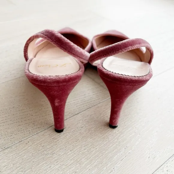J. Crew Pink Velvet Women's Slingback Heels