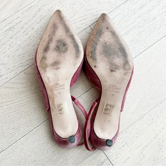 J. Crew Pink Velvet Women's Slingback Heels