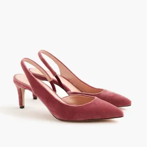 J. Crew Pink Velvet Women's Slingback Heels