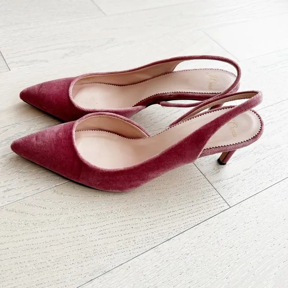 J. Crew Pink Velvet Women's Slingback Heels