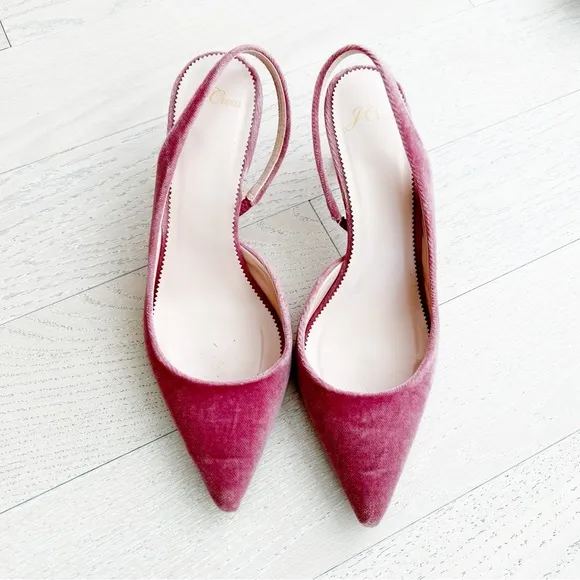 J. Crew Pink Velvet Women's Slingback Heels
