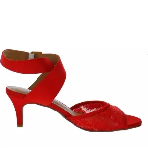 J Renee Soncino Heels 9 Red Suede Ankle Strap Shoes Womens
