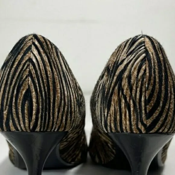 J. Renee Pumps Zebra Print Pleated Fabric Heels
