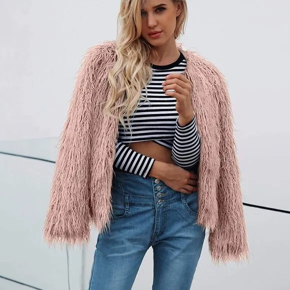 Jacket Fashion Fluffy Coat Long Sleeve Short