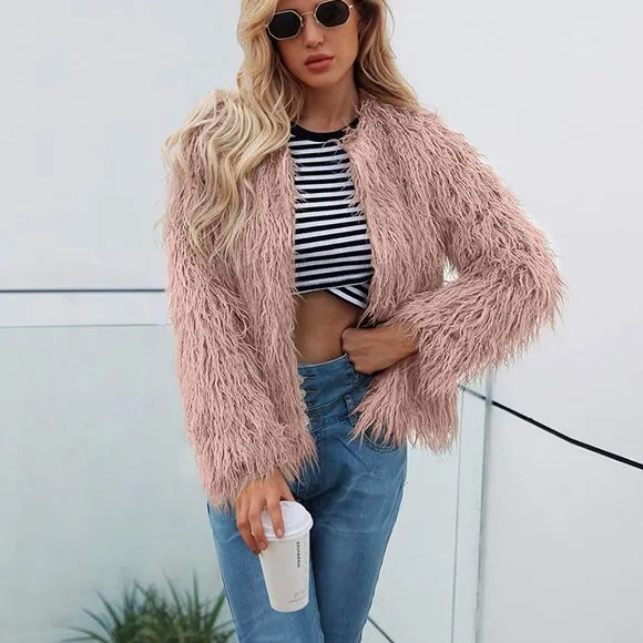 Jacket Fashion Fluffy Coat Long Sleeve Short
