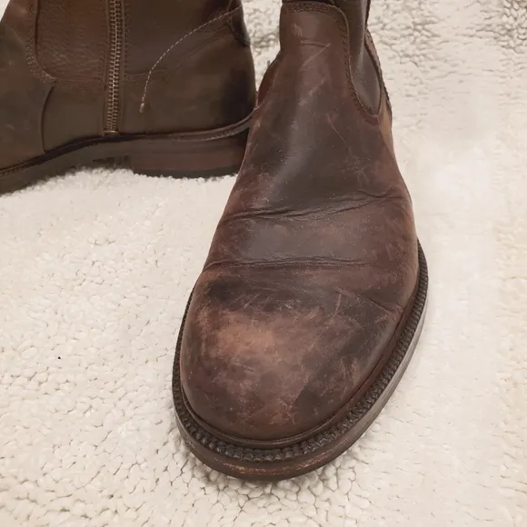 J&amp;M 1850 Johnston Murphy Brown Leather Shearling Zip Up Ankle Boot