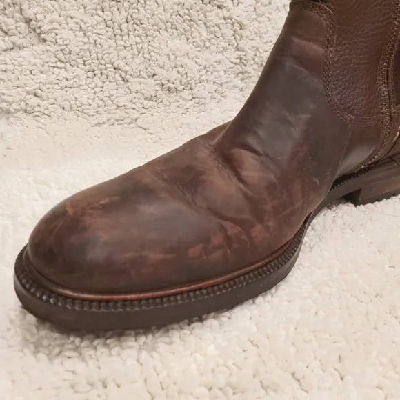 J&amp;M 1850 Johnston Murphy Brown Leather Shearling Zip Up Ankle Boot