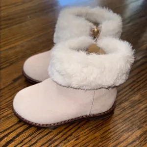 Janie &amp; Jack Faux Fur Lined Suede Boots 6C