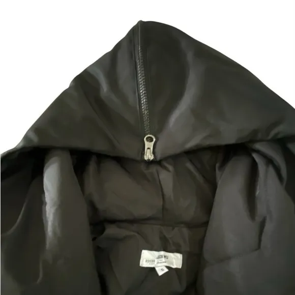 Jason Wu Hooded Long Puffer Coat Zipper &amp; Snap Closure Waist Drawcord Black S