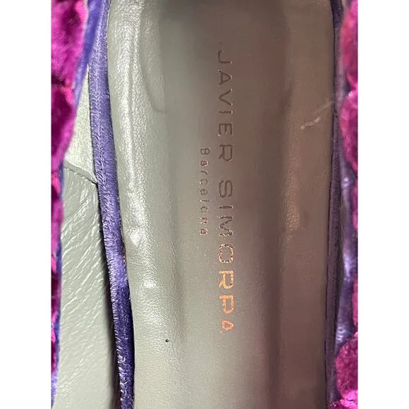 Javier Simorra Purple Velvet Heels Shoes Women's Size 39/8.5