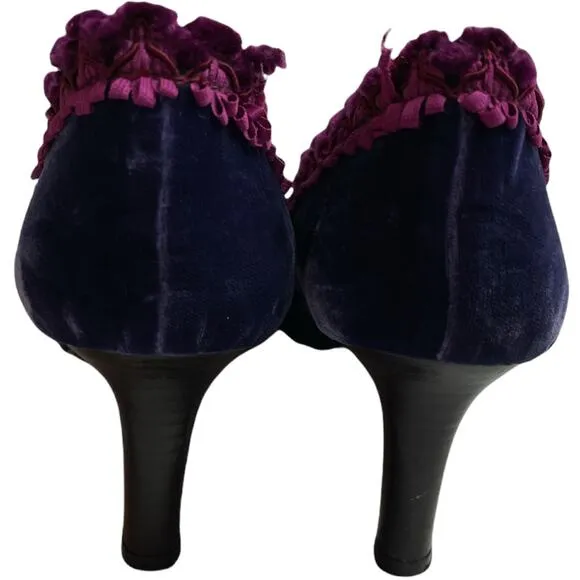 Javier Simorra Purple Velvet Heels Shoes Women's Size 39/8.5
