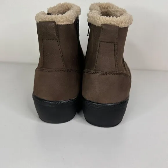 Jayla Womens 9M Leather Ankle Boots With Faux Fur Lining &amp; Side Zipper
