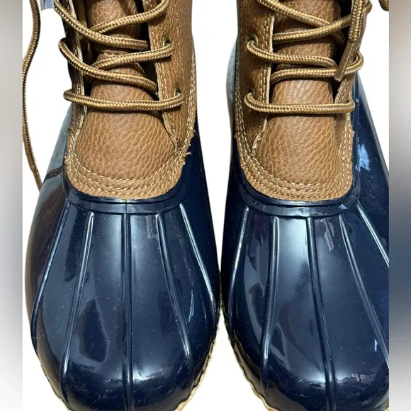 JBU BY JAMBU Maplewood Duck Rain Boots 8.5 Navy/Tan $70 Retail NWT