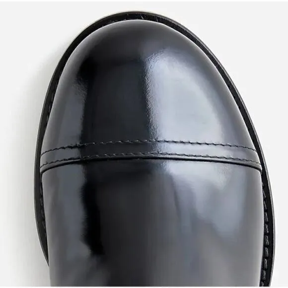 J.Crew Black Italian Leather Ribbed Cuff Chelsea Boots
