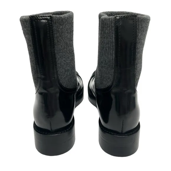 J.Crew Rib-cuff boots in Italian leather Black/Grey size 8 NWB