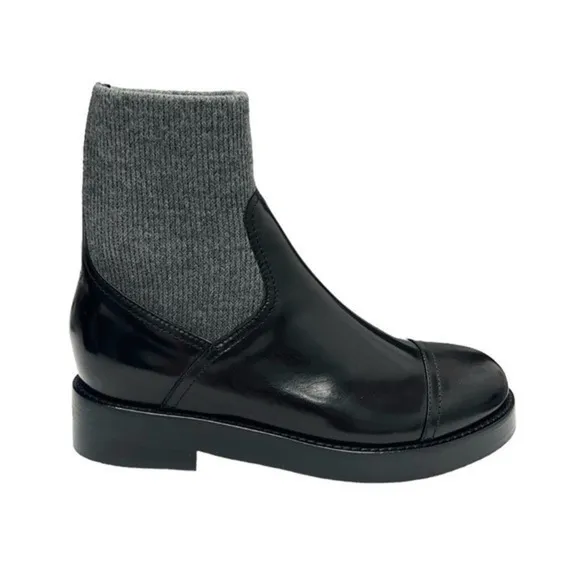 J.Crew Rib-cuff boots in Italian leather Black/Grey size 8 NWB