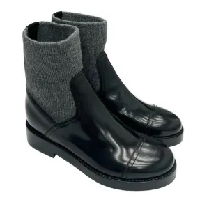 J.Crew Rib-cuff boots in Italian leather Black/Grey size 8 NWB