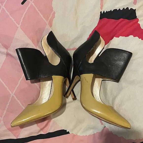 Jean-Michel Cazabat Gold and Black Two Toned Heels